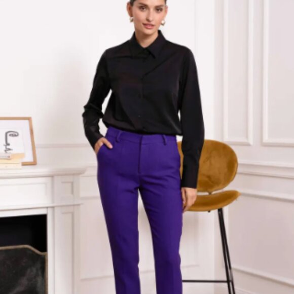 Attentif Black  Satin Button Down Shirt - Picture 1 of 1